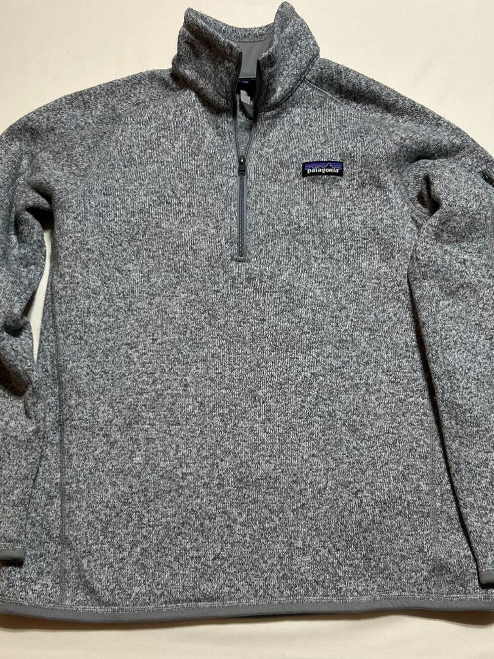 Patagonia; Women's L; Quarter-Zip Sweater; Gray; Fleece Lined; Zip Pocket; Logo